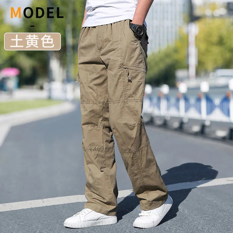 Cargo Pants Men's Loose Straight Oversize Clothing Solid Grey Work Wear Joggers