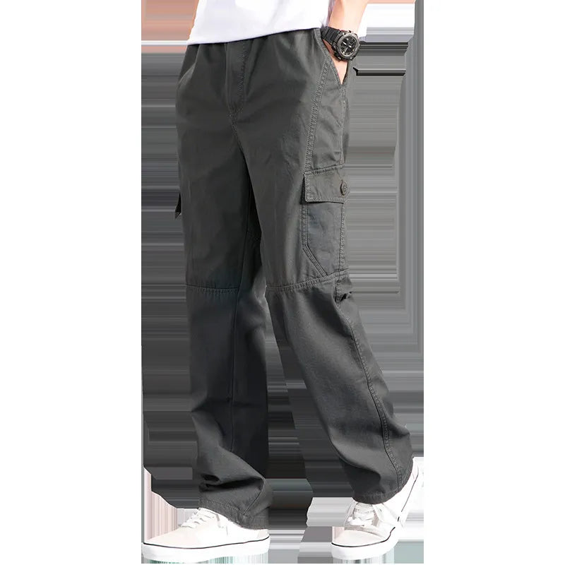 Cargo Pants Men's Loose Straight Oversize Clothing Solid Grey Work Wear Joggers
