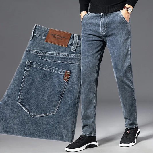 Autumn Summer Denim Jeans Men Straight Stretch Regular Jeans for Man Pant Big Size 29-38 40