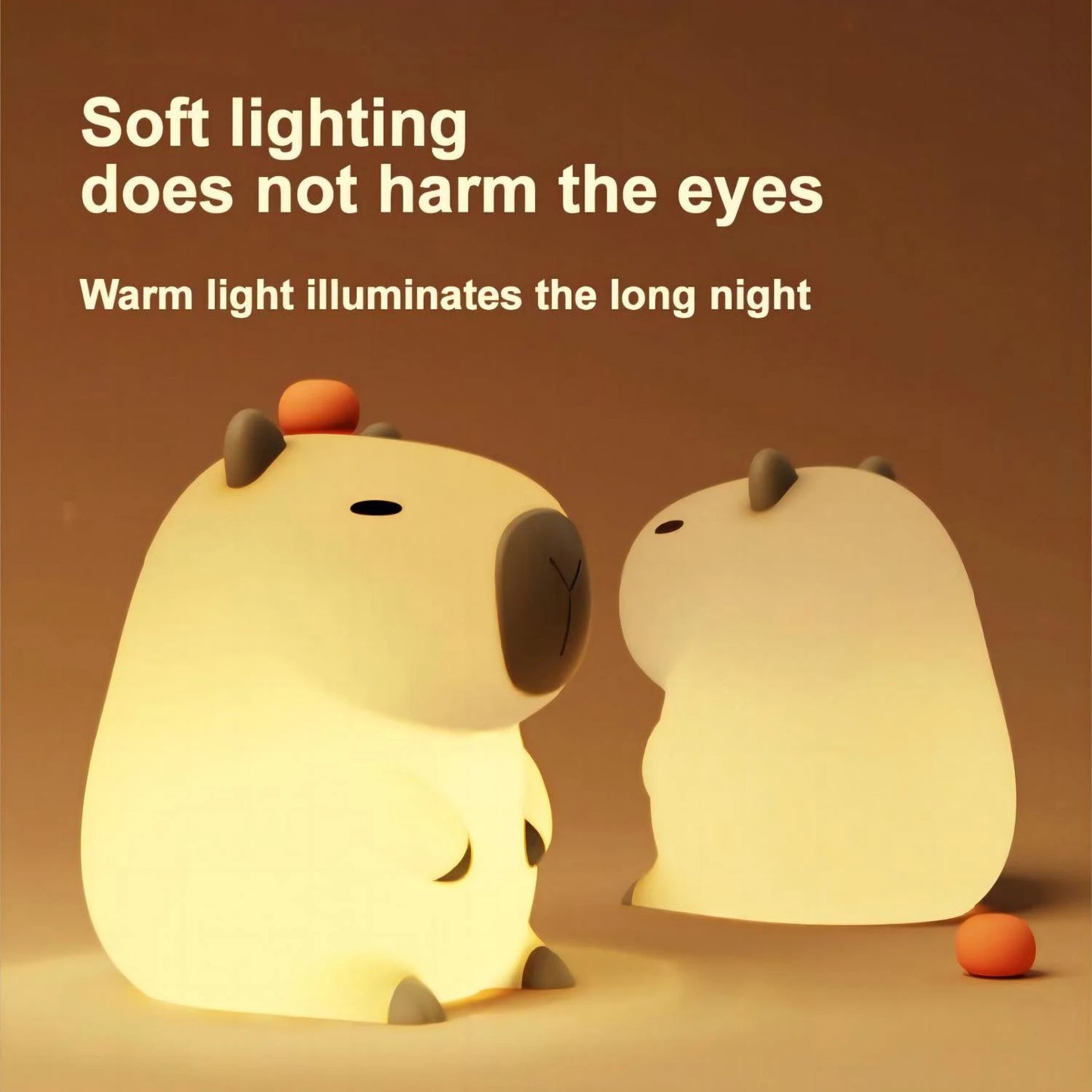 Cute Cartoon Capybara Silicone Night Light USB Rechargeable  Sleep Night Lamp