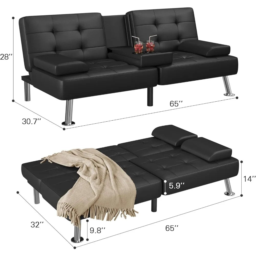 Living room sofa sectional sofa bed with faux leather furniture with removable armrests