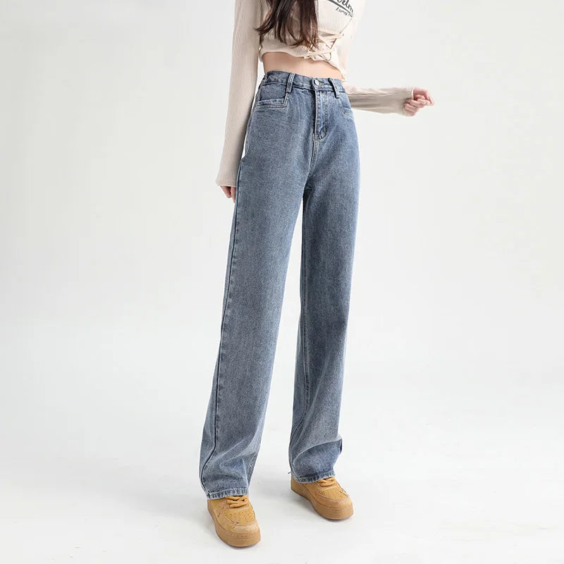 Woman Jeans High Waist Wide Leg Cotton Denim Clothing Streetwear Vintage Fashion Straight Pants