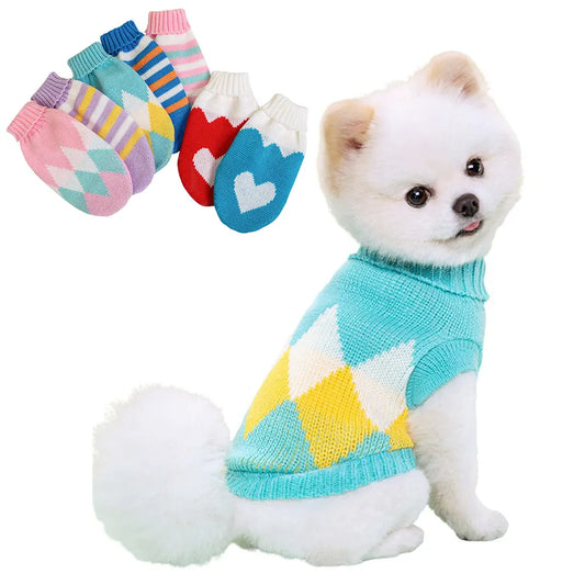 Winter Dog Knitted Sweater for Small Dog Cat Soft Cozy Warm Clothes Pet Turtleneck