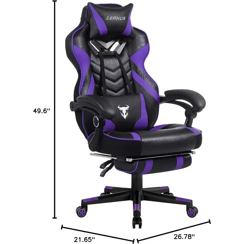 Gaming Chair Reclining Computer Chair with Footrest High Back Gamer Chair with Massage
