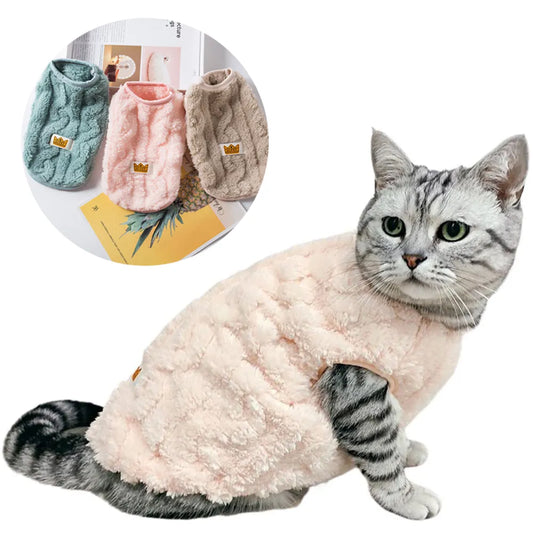 Soft Cozy Cat Clothes Winter Warm Fleece Sweatshirt for Small Dogs Puppy Kitten Jacket Coat