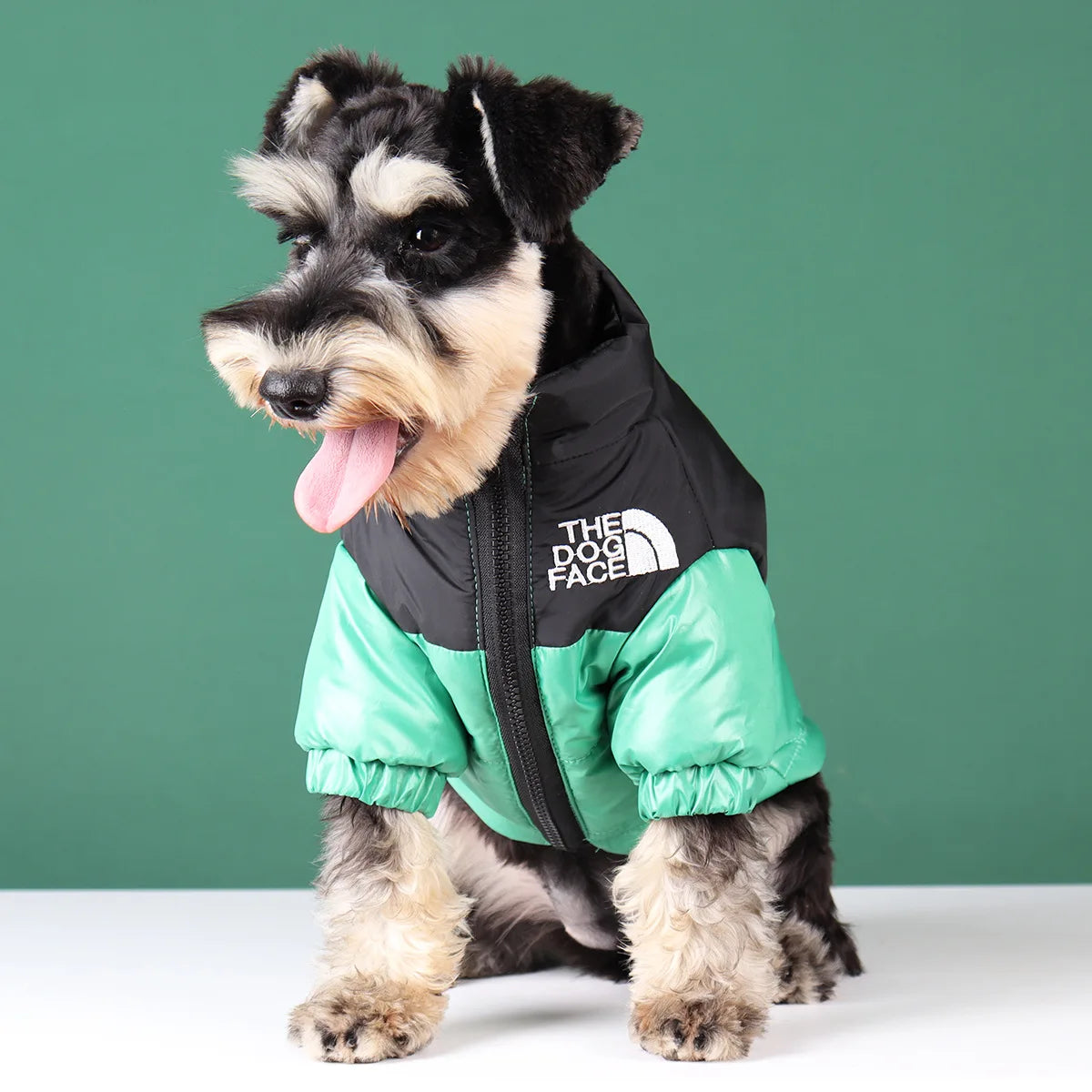 Dog Face Puffer Jacket Clothes Pet Puppy Hoodies Raincoats Warm Weatherproof Sweatshirt