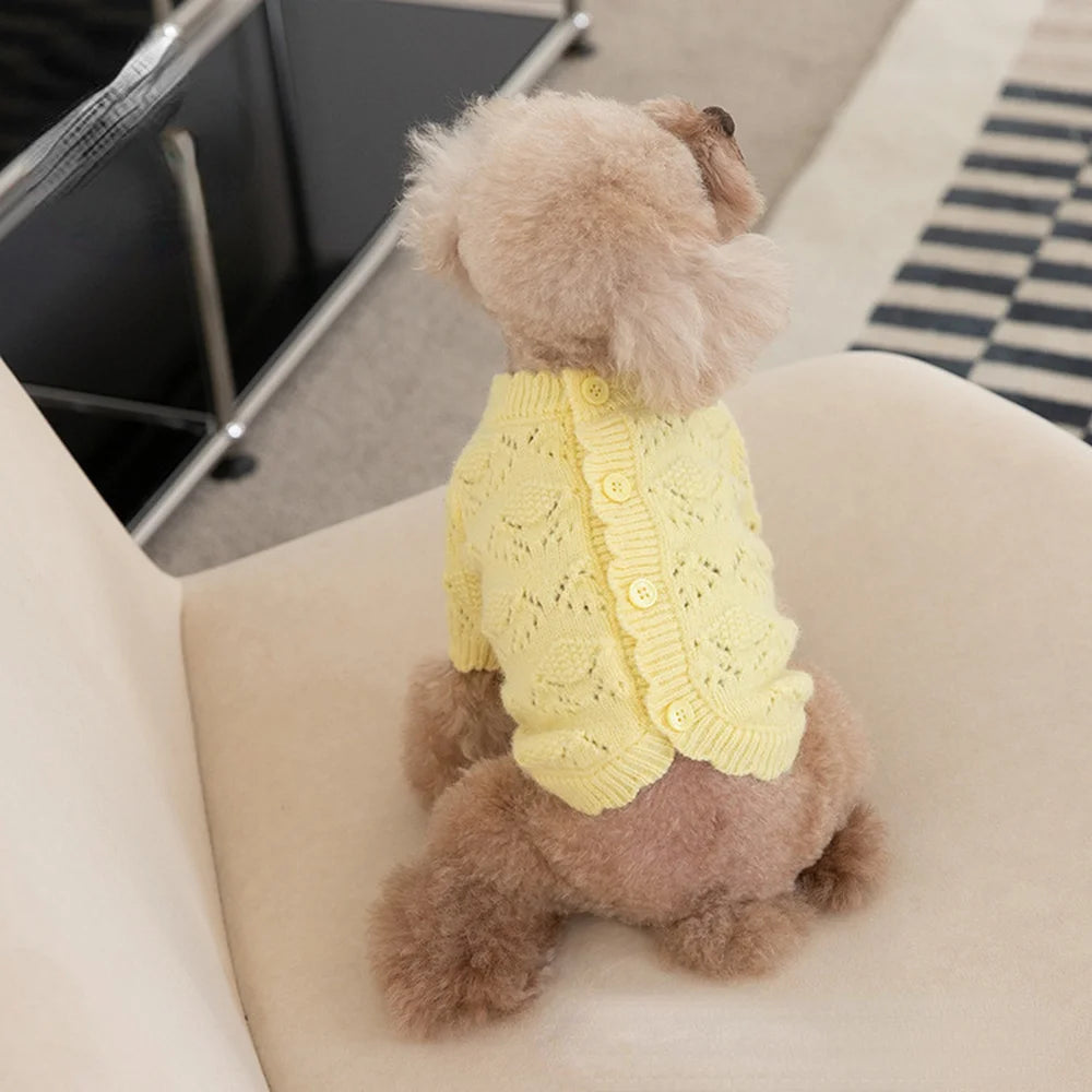 Pet Knitted Cardigan Fleece Sweater Cardigan Pet Clothes Cat and Dog Clothing