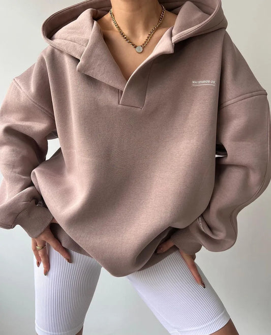 Solid Hooded Sweatshirts for Women Female Slim Fitting Plush Thickened Long Sleeve
