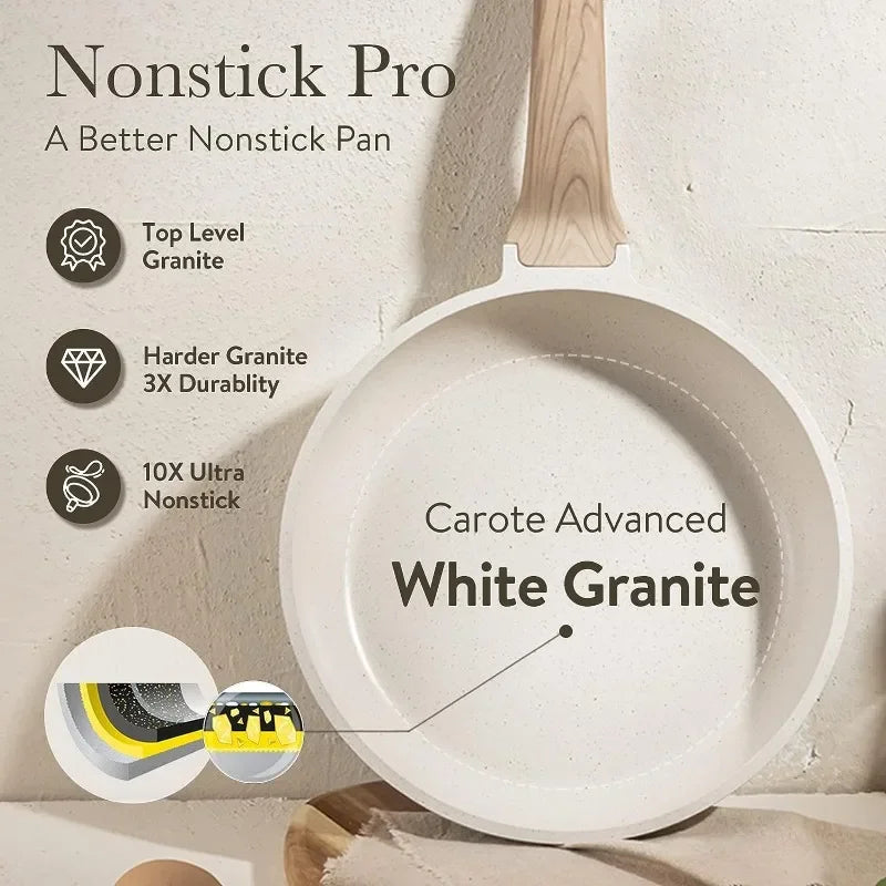 21Pcs Pots and Pans Set Nonstick Cookware Sets White Induction Cookware Non Stick Cooking Set