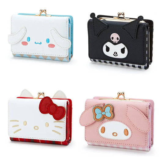 Bag Cinnamon My Melody Kuromi Casual Fashion PU Leather Wallet Cute Folding Card Bags