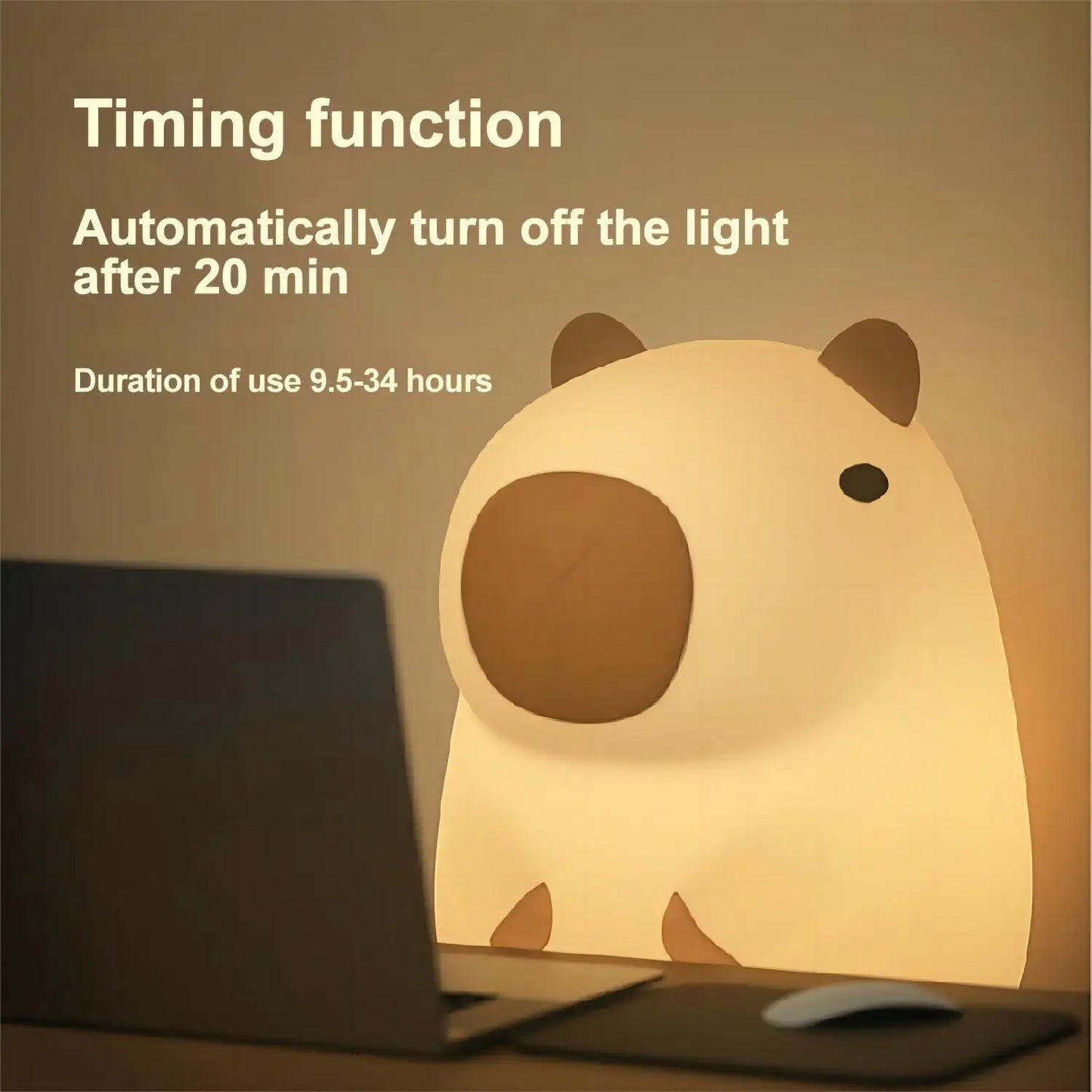 Cute Cartoon Capybara Silicone Night Light USB Rechargeable  Sleep Night Lamp