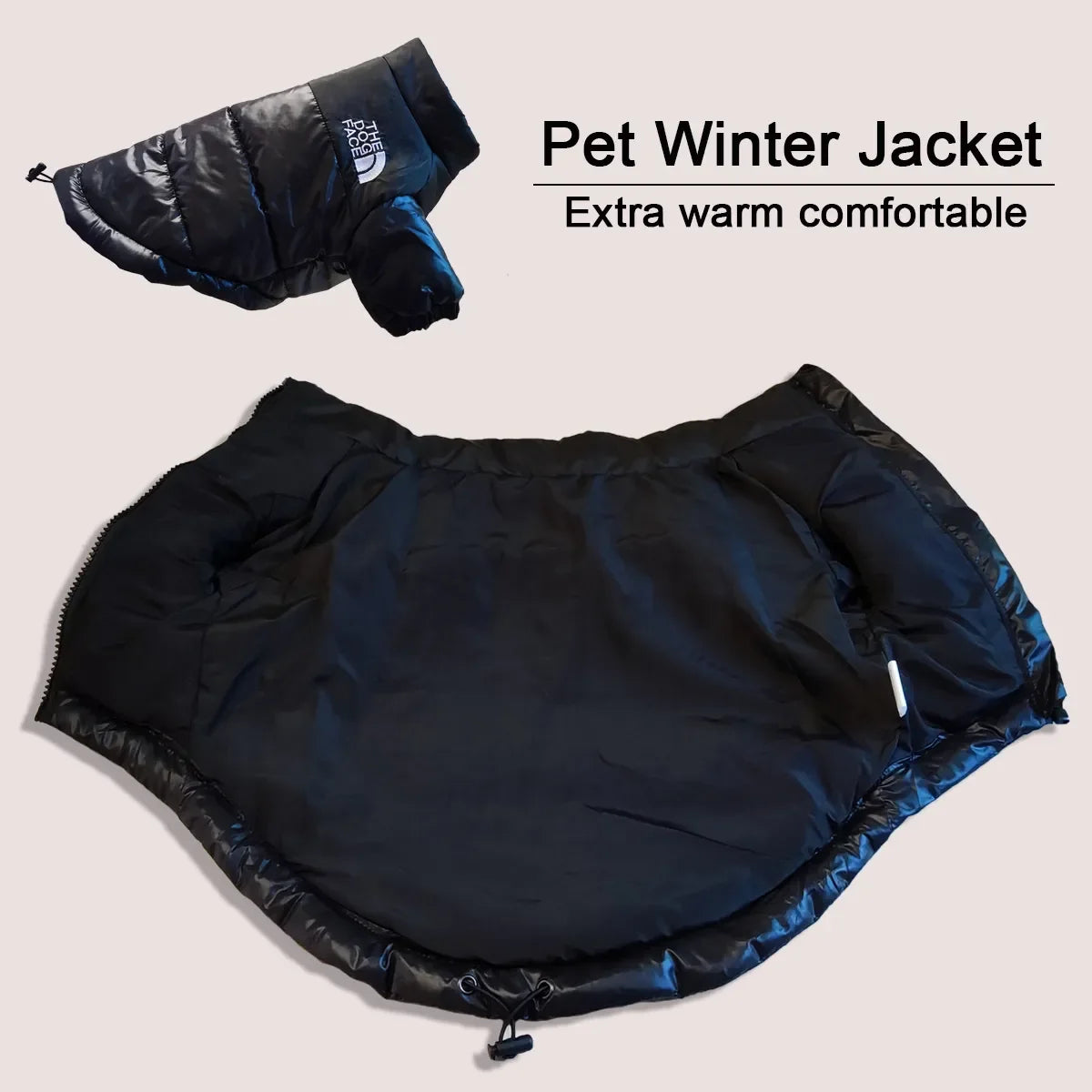 Dog Face Puffer Jacket Clothes Pet Puppy Hoodies Raincoats Warm Weatherproof Sweatshirt