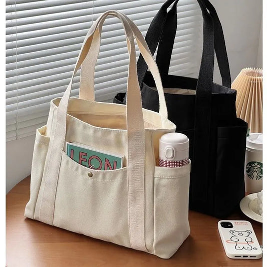 Large Capacity Canvas Tote Bags for Work Carrying Bag College Style Student Outfit Shoulder Bag