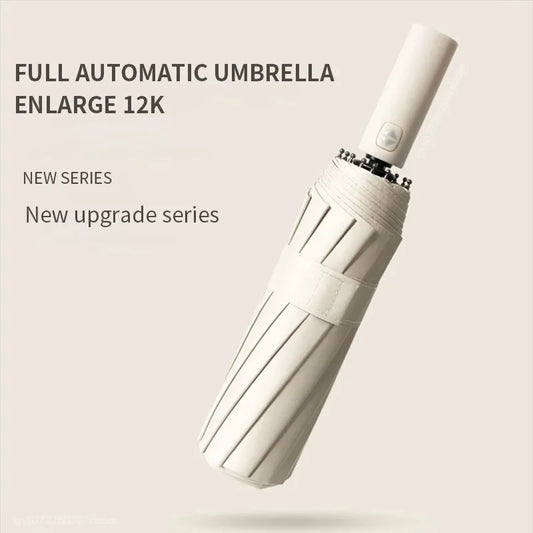 12 Bone Solid color Automatic umbrella Large size sunshade UV protection