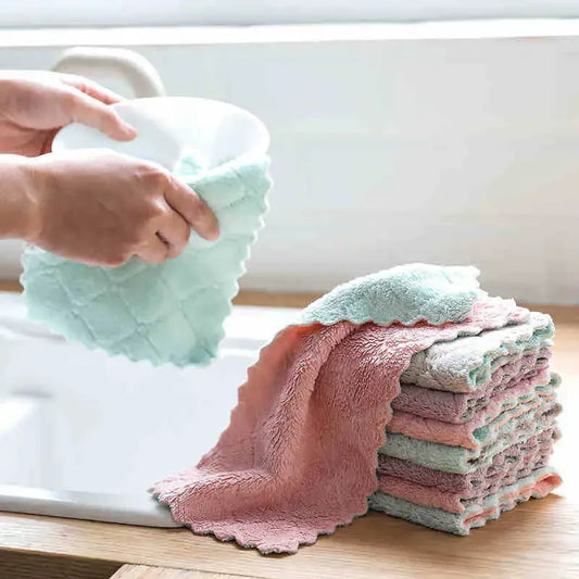 10PCS Super Absorbent Microfiber Kitchen Dish Cloth Tableware Household Cleaning Towel Kitchen Tool