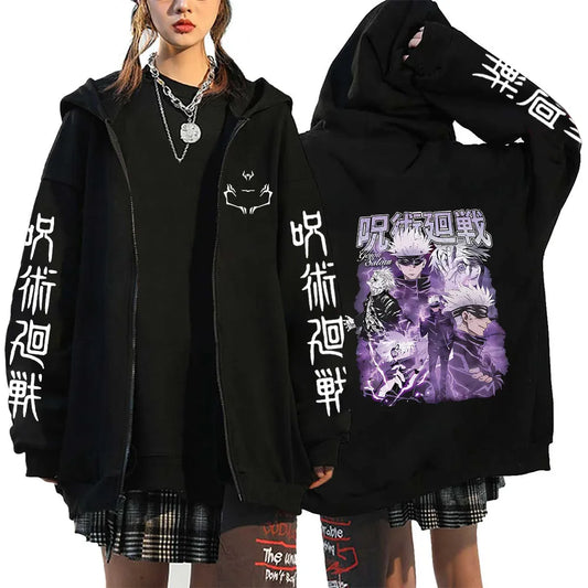 Zip Up Jacket Anime Plus Size Hoodie Streetwear Sweatshirts Unisex Casual Clothing