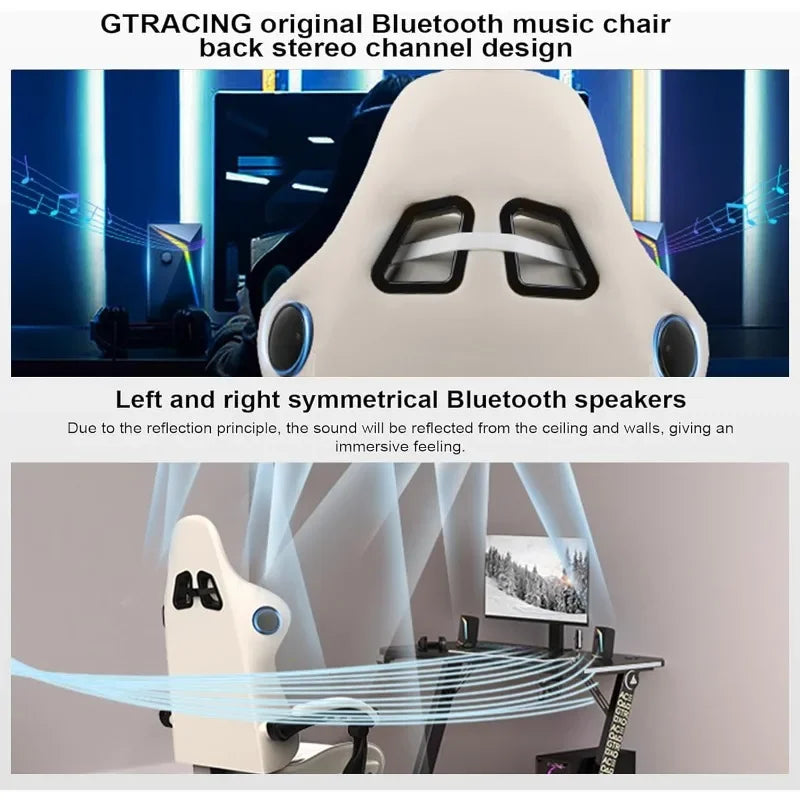Gaming Chair Computer Chair with Footrest and Bluetooth Speakers Gamer Chair