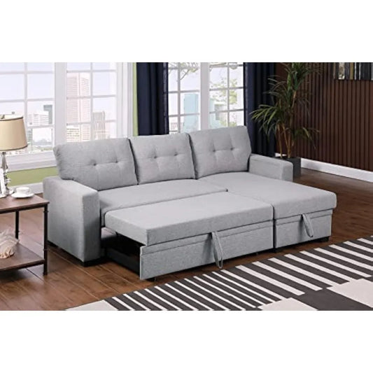 Living room sofa, convertible sectional sofa bed, foldable chaise with storage, home furniture