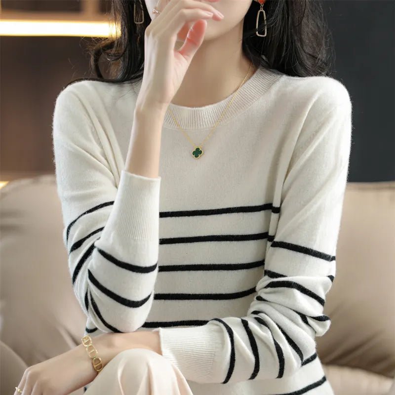 100% Cotton Knitted Sweater Women's Sweater Striped Color Matching Round Neck Large Size Loose FitJSK StudioJSK StudioSblack14:193;5:100014064;200007763:201336100100% Cotton Knitted Sweater Women's Sweater Striped Color Matching Round Neck Large Size Loose FitCHINAknittedsweater6long sleeve