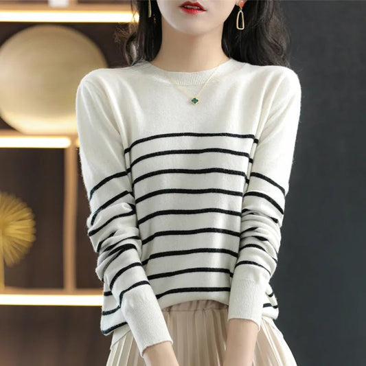 100% Cotton Knitted Sweater Women's Sweater Striped Color Matching Round Neck Large Size Loose FitJSK StudioJSK StudioSblack14:193;5:100014064;200007763:201336100100% Cotton Knitted Sweater Women's Sweater Striped Color Matching Round Neck Large Size Loose FitCHINAknittedsweater1long sleeve