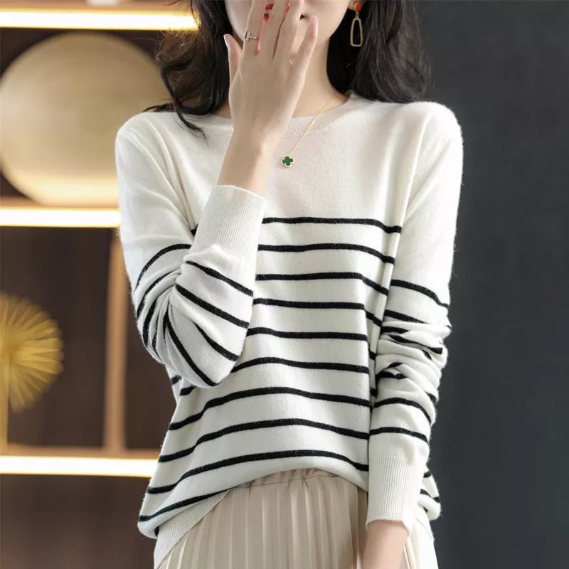 100% Cotton Knitted Sweater Women's Sweater Striped Color Matching Round Neck Large Size Loose FitJSK StudioJSK StudioSWHITE14:29;5:100014064;200007763:20133610047281502880065|47281502912833|47281502945601|47281502978369|47281503011137|47281503043905CHINAknittedsweater8long sleeve