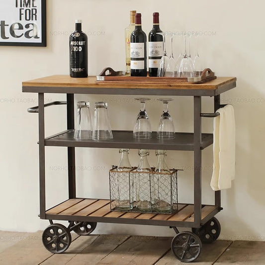 Kitchen Island Table Rolling Utility Outdoor Serving Food Cart Bar Grocery Dining Room