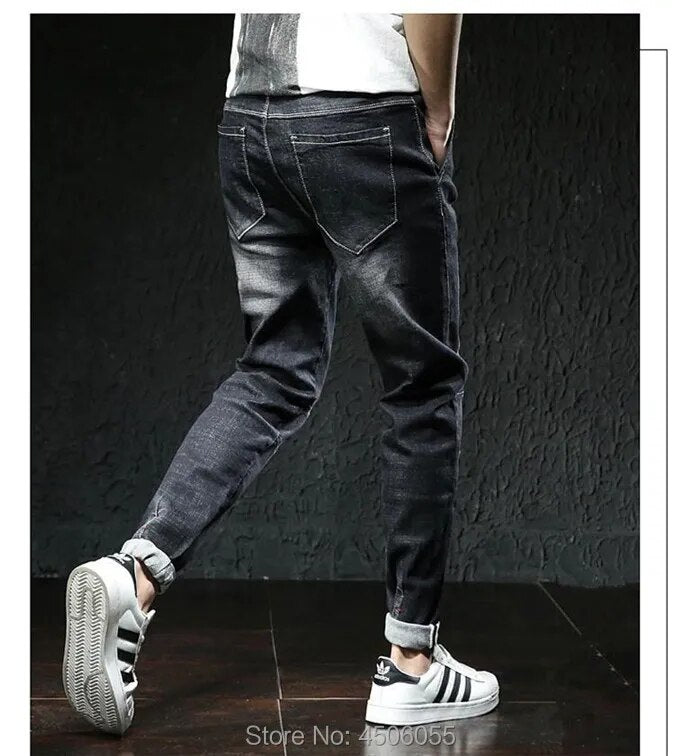 Jeans Men Big Size Male Denim Blue Pants Hip Hop Slim Fit