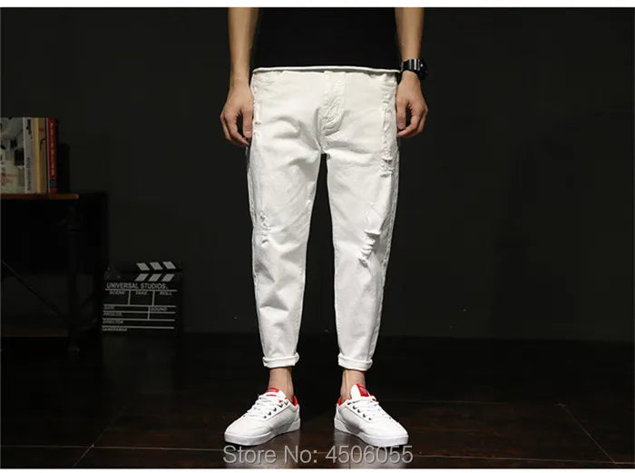 White Jeans Men Denim Black Pants Spring Summer Male Plus Size 38 40 42 Trousers