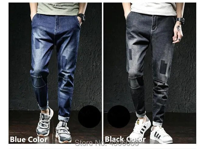 Jeans Men Big Size Male Denim Blue Pants Hip Hop Slim Fit