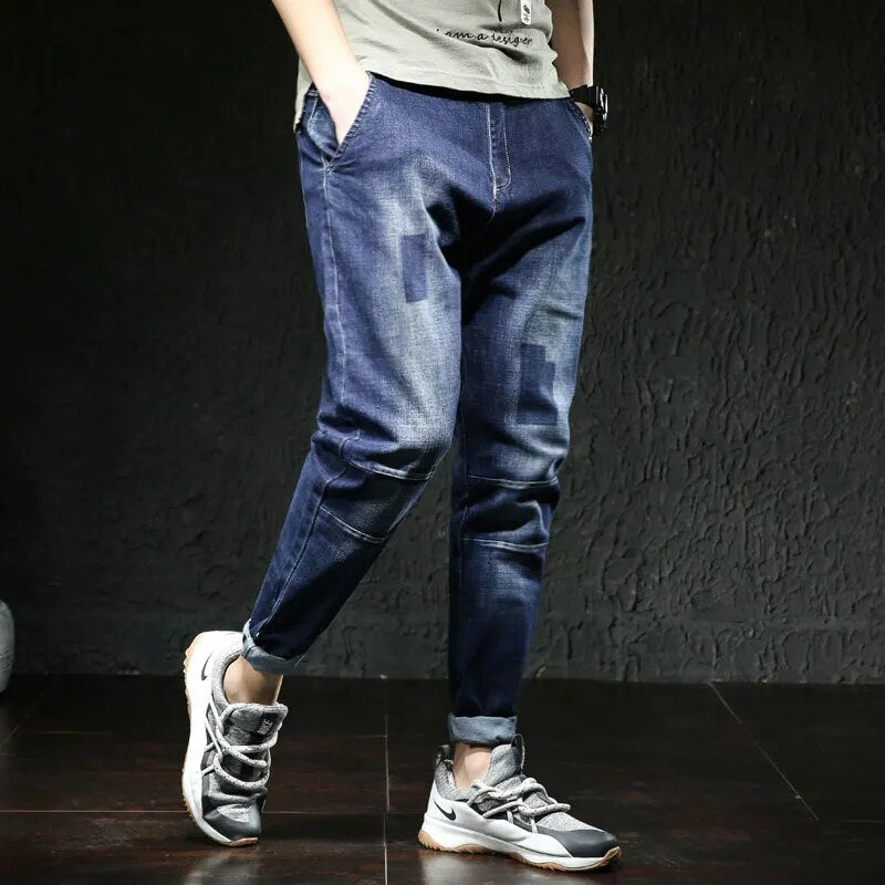 Jeans Men Big Size Male Denim Blue Pants Hip Hop Slim Fit