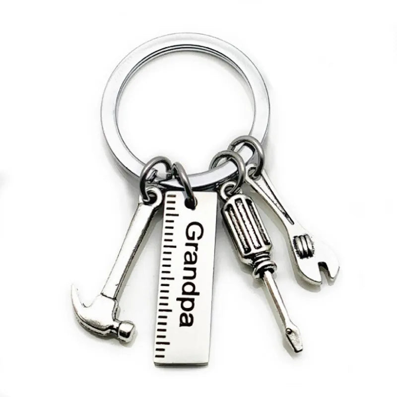 Fashion Dad Letters Keychains Creative Hammer Screwdriver Wrench Keyring Handbag Decor