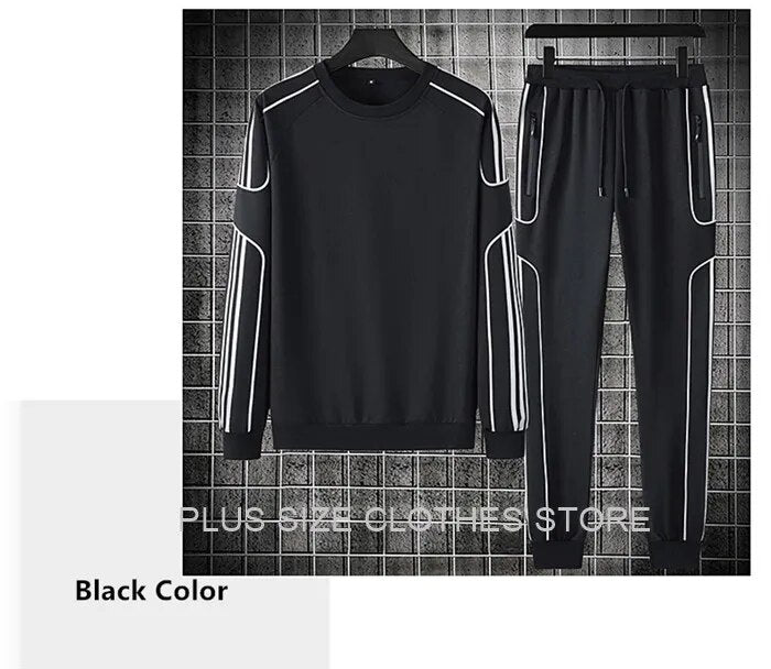 Tracksuit Set Plus Size Sweatshirt 2 Piece Men Tops Jogging Sweat Suit Pants Sports