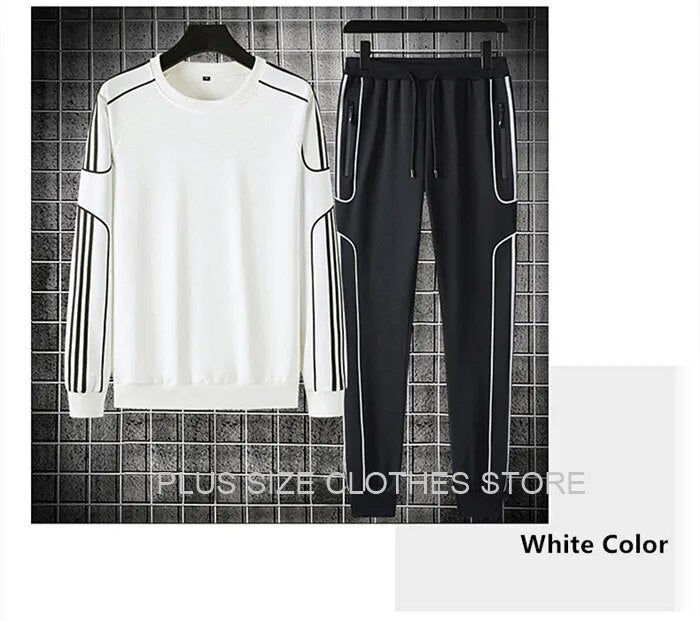 Tracksuit Set Plus Size Sweatshirt 2 Piece Men Tops Jogging Sweat Suit Pants Sports