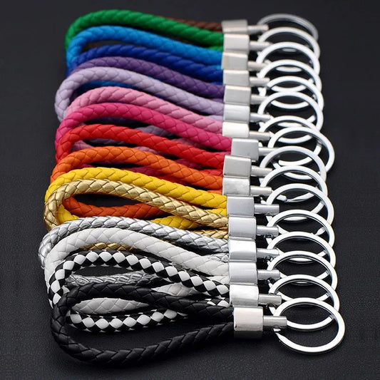 PU Leather Braided Rope Keychain Bag Pendant Key Chain Holder Car Keyring