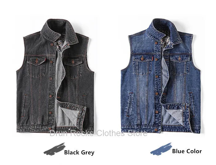 Sleeveless Jean Jacket Men Vest Denim Male Plus Size 4XL 5XL 6XL 7XL Oversized Waistcoat