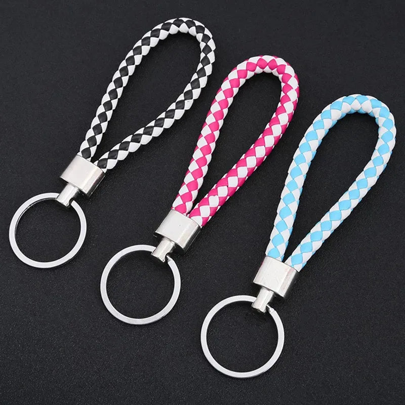 PU Leather Braided Rope Keychain Bag Pendant Key Chain Holder Car Keyring