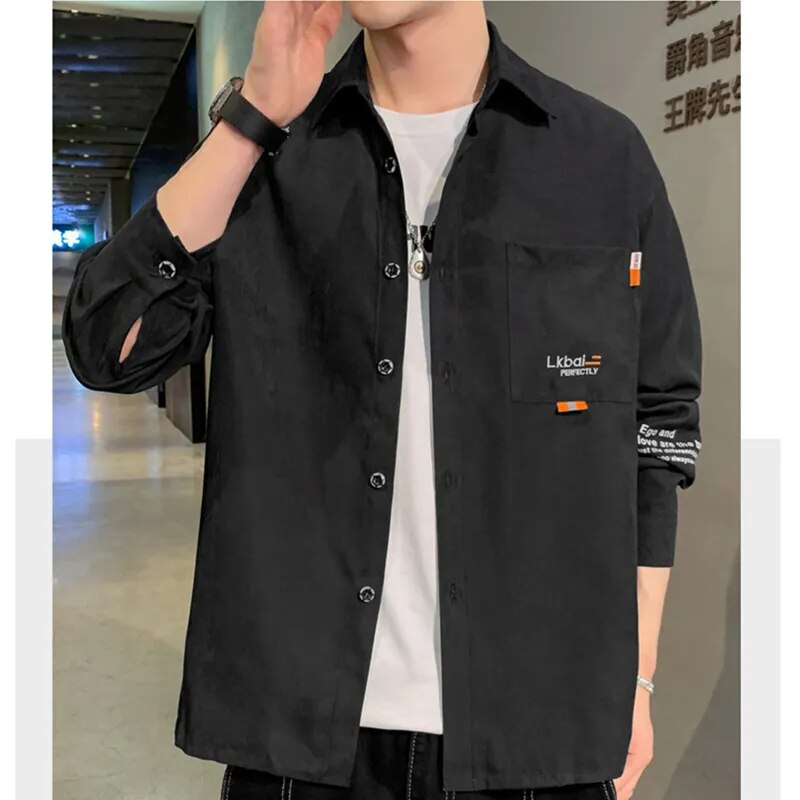 Shirts For Men Long Sleeve Thick Oversize Plus Size Fashion Loose Fit Outwear