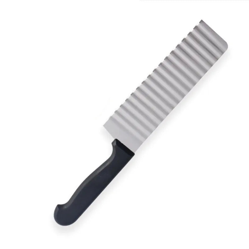 Long Stainless Steel Potato Chip Slicer Wavy Slicer Knife