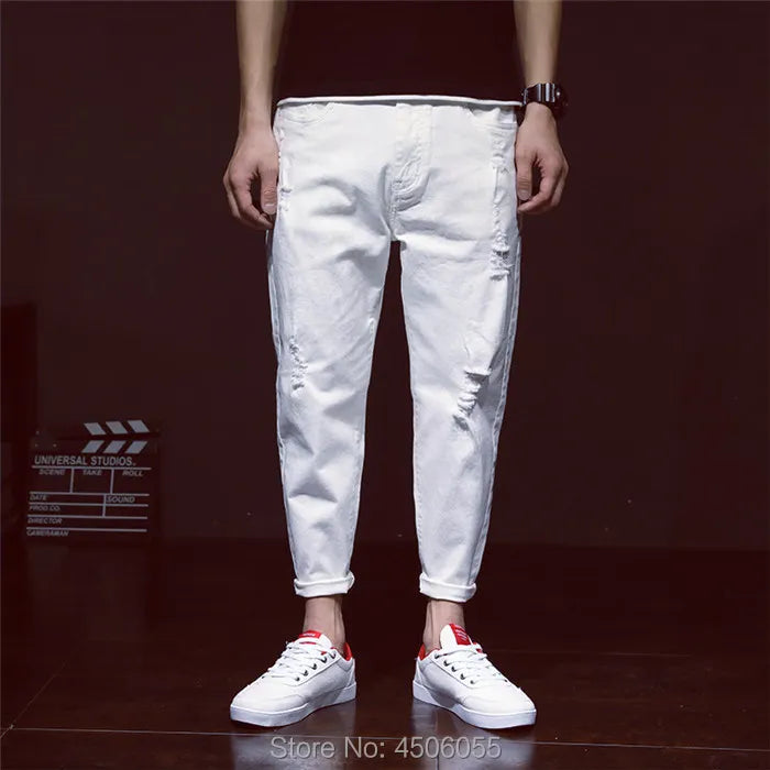 White Jeans Men Denim Black Pants Spring Summer Male Plus Size 38 40 42 Trousers