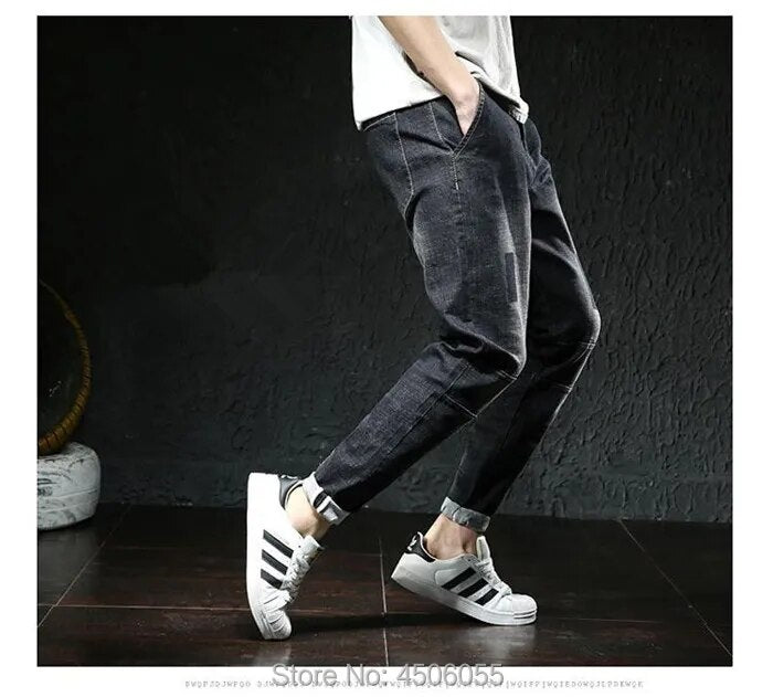 Jeans Men Big Size Male Denim Blue Pants Hip Hop Slim Fit