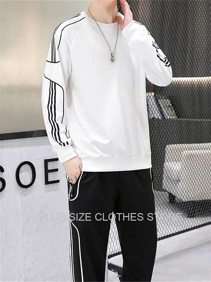 Tracksuit Set Plus Size Sweatshirt 2 Piece Men Tops Jogging Sweat Suit Pants Sports