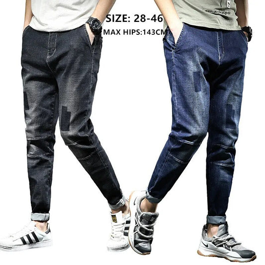 Jeans Men Big Size Male Denim Blue Pants Hip Hop Slim Fit