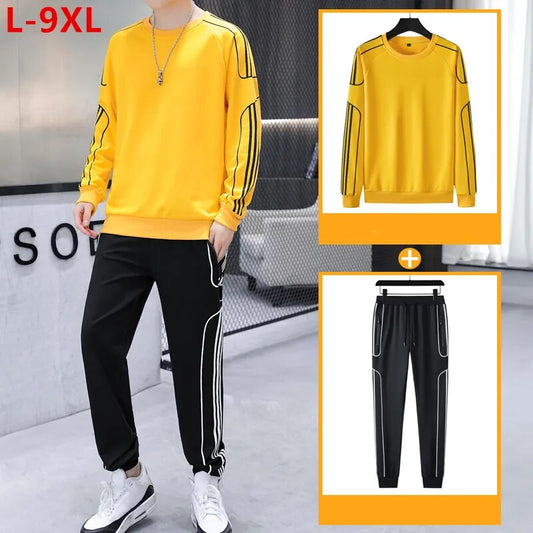 Tracksuit Set Plus Size Sweatshirt 2 Piece Men Tops Jogging Sweat Suit Pants Sports