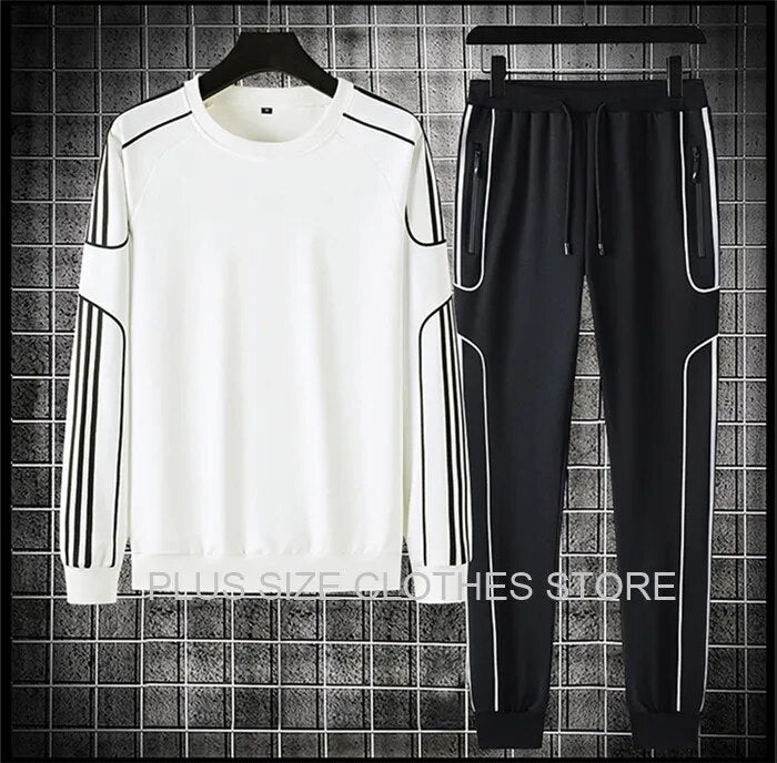 Tracksuit Set Plus Size Sweatshirt 2 Piece Men Tops Jogging Sweat Suit Pants Sports