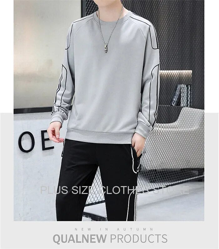 Tracksuit Set Plus Size Sweatshirt 2 Piece Men Tops Jogging Sweat Suit Pants Sports