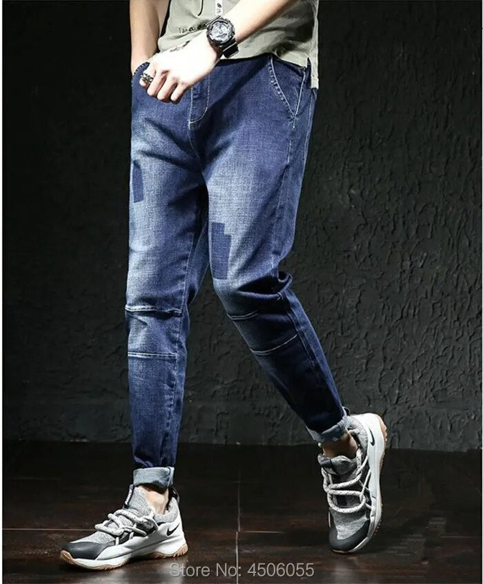 Jeans Men Big Size Male Denim Blue Pants Hip Hop Slim Fit