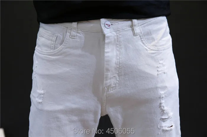 White Jeans Men Denim Black Pants Spring Summer Male Plus Size 38 40 42 Trousers