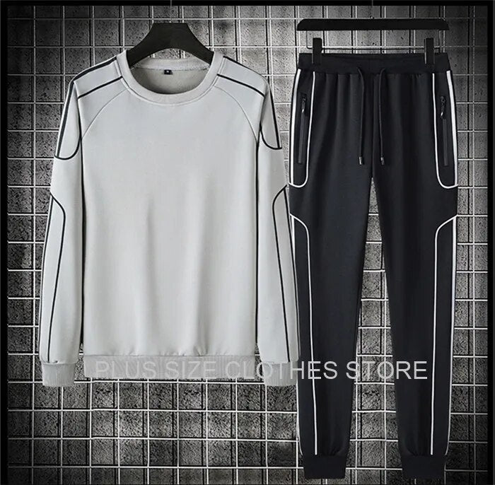 Tracksuit Set Plus Size Sweatshirt 2 Piece Men Tops Jogging Sweat Suit Pants Sports