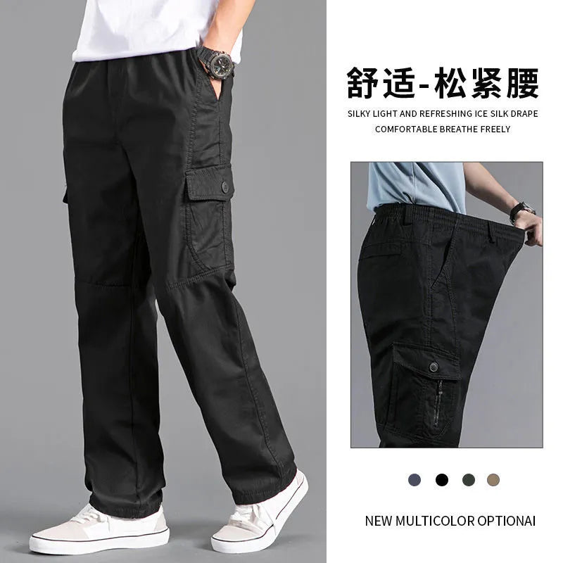 Cargo Pants Men's Loose Straight Oversize Clothing Solid Grey Work Wear Joggers