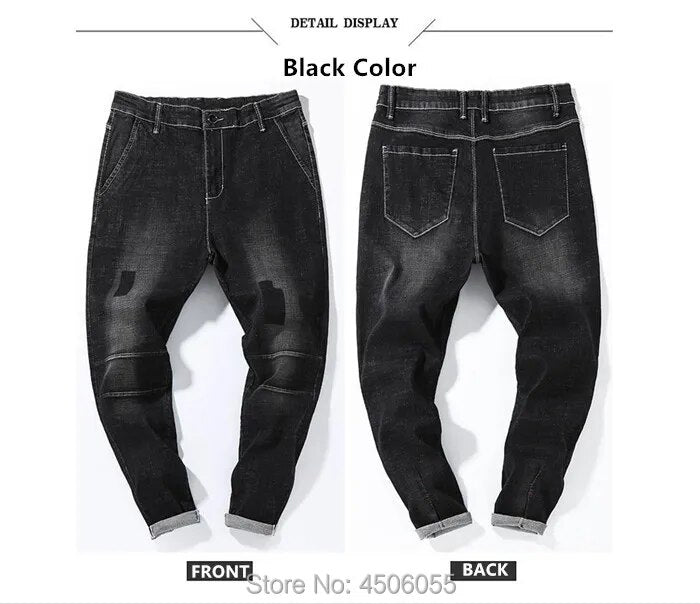 Jeans Men Big Size Male Denim Blue Pants Hip Hop Slim Fit